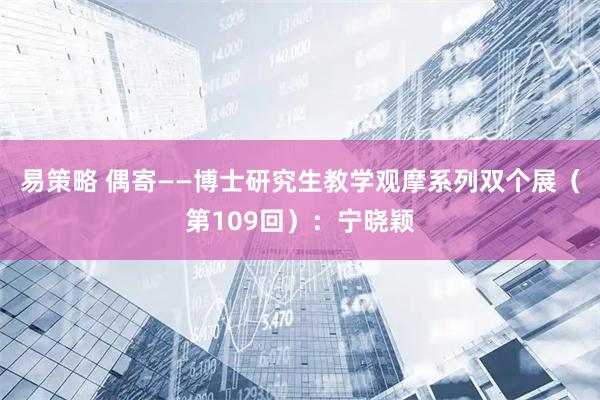 易策略 偶寄——博士研究生教学观摩系列双个展（第109回）：宁晓颖